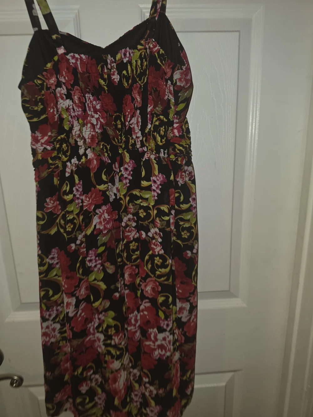 torrid Black Floral Midi Dress with Pink & Green Flowers Size 0 12 14 Sexy Date